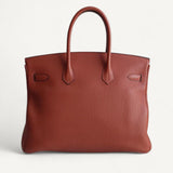 Bolsa Hermès Birkin 35 Togo Cuivre com Ferragens Gold