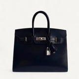 Bolsa Hermès Birkin 25 Calf Box Noir com Ferragens Palladium