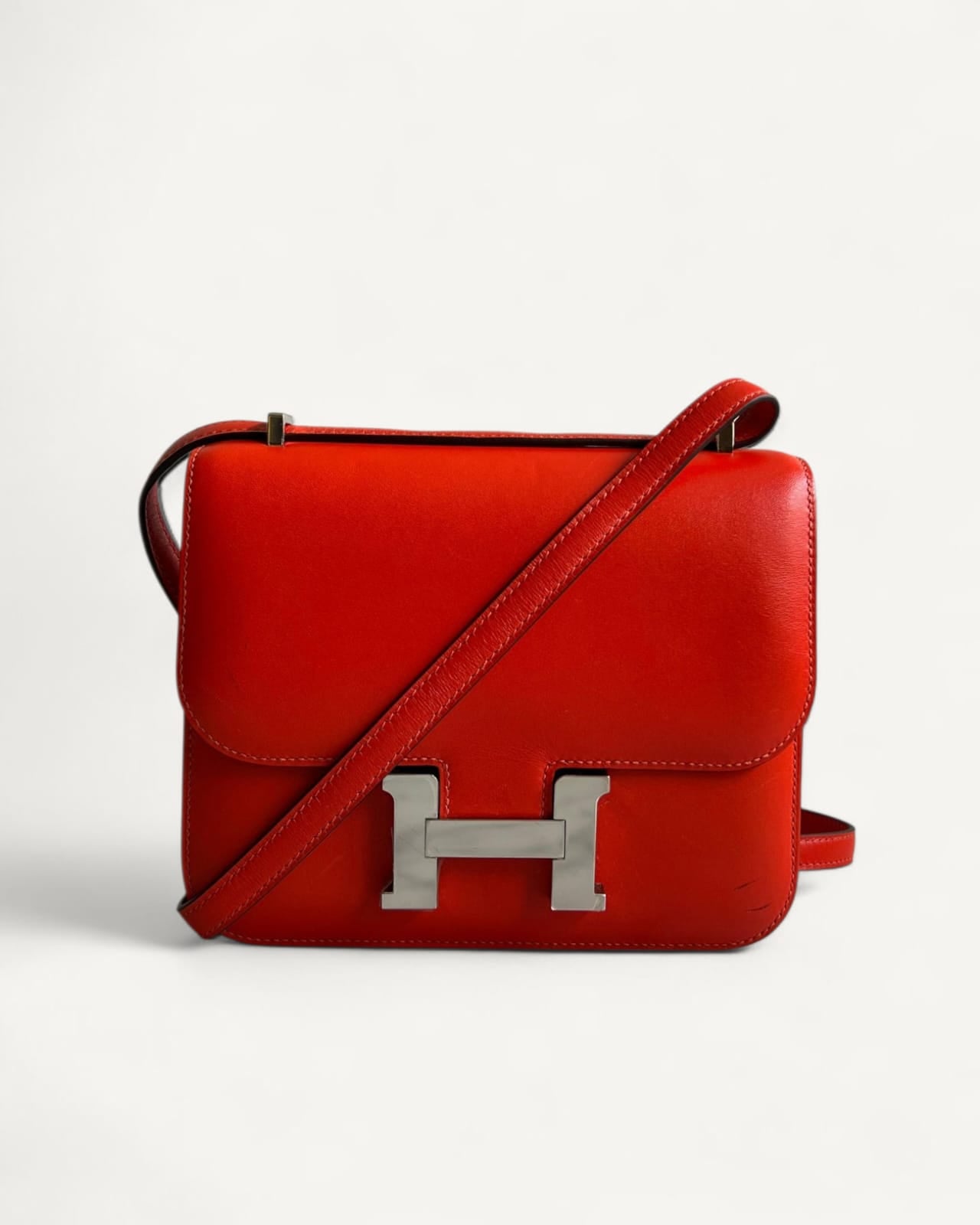 Bolsa Hermès Constance 18 Rouge com Ferragens Palladium – Front Row