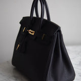 Bolsa Hermès Birkin 25 Togo Noir com Ferragens Gold