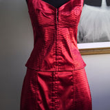 Conjunto Corset e Saia Dolce & Gabbana Cetim Vermelho