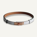 Cinto Hermés Kelly Epsom Blanc com Ferragens Rose Gold