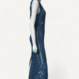 Vestido Rabanne Midi de Tricô com Detalhe em Aplicações