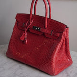 Bolsa Hermès Birkin 35 Crocodille Rouge Com Ferragens Palladium