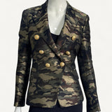 Blazer Balmain com Estampa Militar e Botões Dourados
