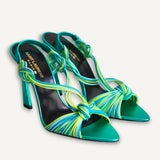 Sandália Saint Laurent Gippy Tons de Azul e Amarelo