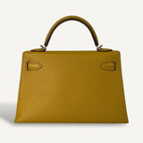 Bolsa Hermès Mini Kelly Chevre Verso Jaune de naples | Rose Extreme com Ferragens Palladium