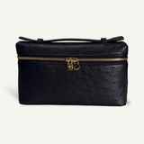 Bolsa Loro Piana Extra Pocket L19 Ostrich Black com Ferragens Douradas
