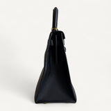 Bolsa Hermès Kelly 28 Epsom Noir com Ferragens Gold