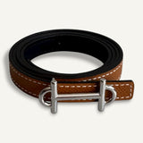 Cinto Hermès Reversible 13mm Ancre Craie | Vert Fizz com Ferragens Palladium
