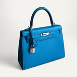 Bolsa Hermès Kelly 25 Sellier Bleu Zanzibar com Ferragens Palladium - Stamp Y