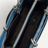 Bolsa Chanel Shopper Azul Marinho com Ferragens Prateadas