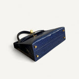 Bolsa Hermès Mini Kelly Alligator Shiny Bleu Saphir com Ferragens Gold