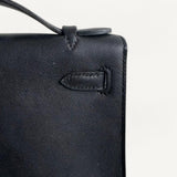 Bolsa Hermès Kelly Pochette Noir com Ferragens Palladium