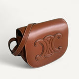 Bolsa Celine Folco Triomphe Caramelo com Ferragens Douradas