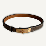Cinto Hermès Kelly Epsom Etoupe com Ferragens Rose