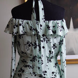 Vestido Alessandra Rich Floral com Babado e Mangas Longas