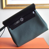 Bolsa Hermès Herbag Zip 20 Mangrove Noir com Ferragens Palladium