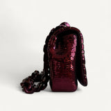 Bolsa Burberry Lola Small Sequinned Leather Burgundy