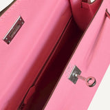 Bolsa Hermès Kelly 25 Epsom Rose Confetti com Ferragens Palladium