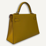 Bolsa Hermès Mini Kelly Chevre Verso Jaune de naples | Rose Extreme com Ferragens Palladium