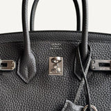 Bolsa Hermès Birkin 25 Togo Gris Misty com Ferragens Palladium