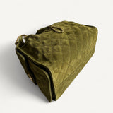 Bolsa Chanel 25 Medium Suede Verde com Ferragens Douradas