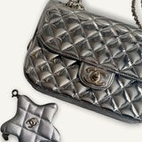 Bolsa Chanel Mirror Backpack w/ Star Coin Calfskin Prata