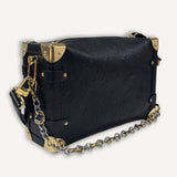 Bolsa Louis Vuitton Side Trunk MM Black com Ferragens Douradas