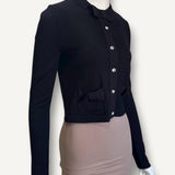 Cardigan MiuMiu Preto Laço e Pedrarias