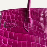 Bolsa Hermès Birkin 30 Rose Scheherazade Croco Niloticus Shiny com Ferragens Gold