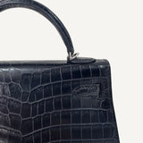 Bolsa Hermès mini kelly alligator Matte Noir com Ferragens Palladium