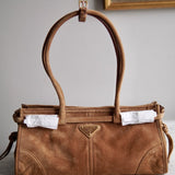 Bolsa Prada Bonnie Camurça Lambskin Marrom Canela