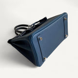 Bolsa Hermès Birkin 25 Epsom Bicolor Bleu Prusse/Noir com Ferragens Palladium