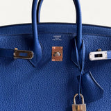 Bolsa Hermès Birkin 25 Togo Bleu France com Ferragens Palladium
