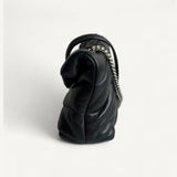 Bolsa Saint Laurent Lou Lou Puffer Preta com Ferragens Prateadas