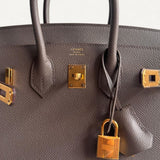 Bolsa Hermès Birkin 25 Epsom Sellier Gris Etain com Ferragens Gold