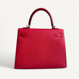 Bolsa Hermès Kelly Sellier 25 Rose Extrême com Ferragens Palladium