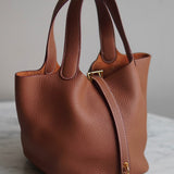 Bolsa Hermès Picotin 18 Clemence Gold Com Ferragens Gold