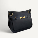 Bolsa Hermès Jypsiere Noir com Ferragens Gold