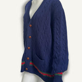 Cardigan Gucci Web Accent Azul e vermelho