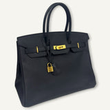 Bolsa Hermès Birkin 35 Epsom Noir com Ferragens Gold