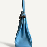 Bolsa Hermès Kelly 35 Epsom Blue Jean com ferragens Palladium