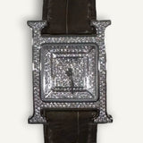 Relógio Hermès Heure H em Ouro Branco Diamantes e Pulseira Alligator