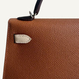 Bolsa Hermès Mini Kelly Epsom Tricolor Gold | Nata | Noir com Ferragens Palladium