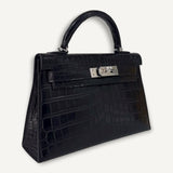 Bolsa Hermès mini kelly alligator Matte Noir com Ferragens Palladium