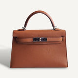 Bolsa Hermès Mini Kelly Epsom Sesame com Ferragens Palladium