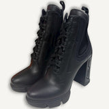 Bota Prada Monolith Preta Couro Salto Alto