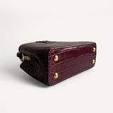  Bolsa Louis Vuitton Mini Capucine Croco Burgundy com Ferragens Douradas