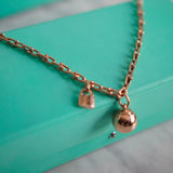 Pulseira Tiffany Duas Voltas de Elos Pequenos em Ouro Rosa